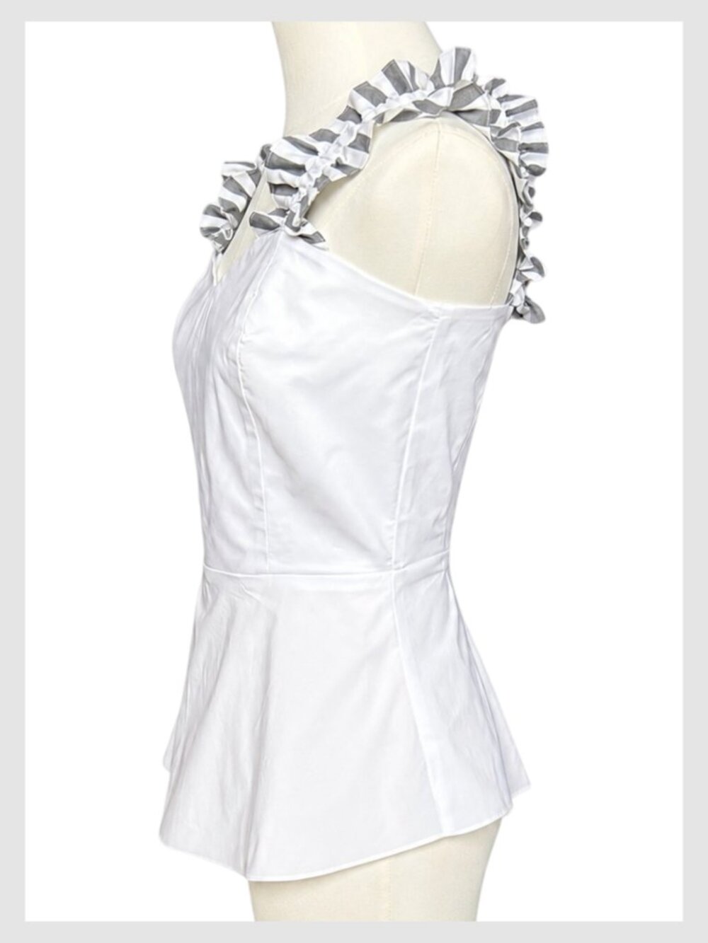 Amanda Uprichard White Peplum Top Ruffle Straps Sleeveless M - Picture 7 of 9